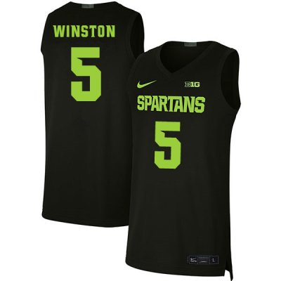 Men Michigan State Spartans NCAA #5 Cassius Winston Black Authentic Nike Stitched College Basketball Jersey ED32I63UZ
